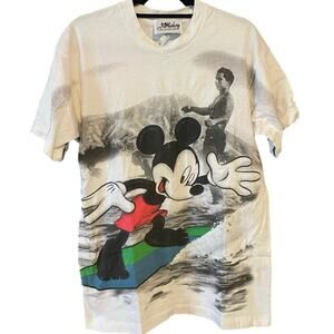Vintage 90s Mickey Mouse Surfing AOP Single Stitch Shirt Adult Large
